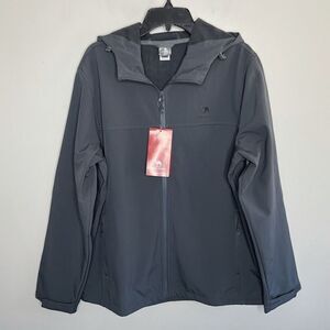 CAMEL CROWN Mens Full-Zip Jacket Anorak NEW Fleece-Lined Windproof Hood Gray L
